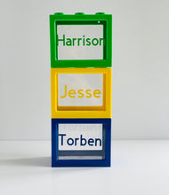 Load image into Gallery viewer, Green Lego Style Money Box - Personalised
