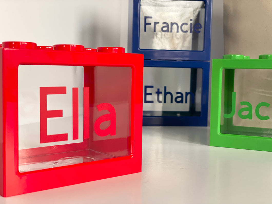 Red Lego Style Money Box - Personalised