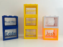 Load image into Gallery viewer, Pink Lego Style Money Box - Personalised
